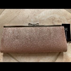 INC International Concepts Rose Gold Glitter Sparkly Clutch